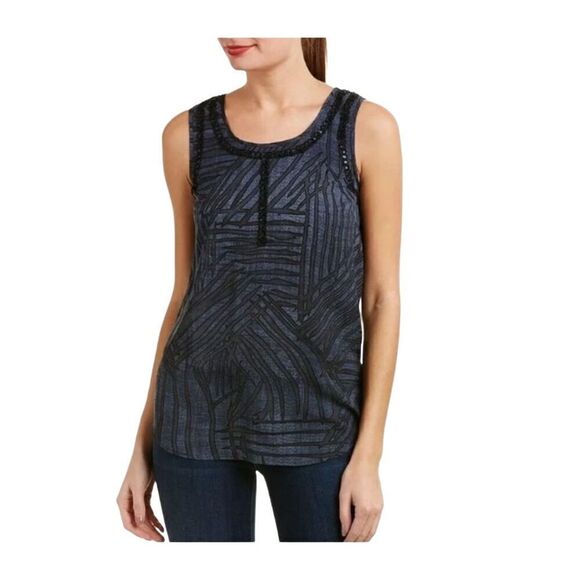 CAbi Tops - CAbi Blue Beaded Tank Top Blouse Size S